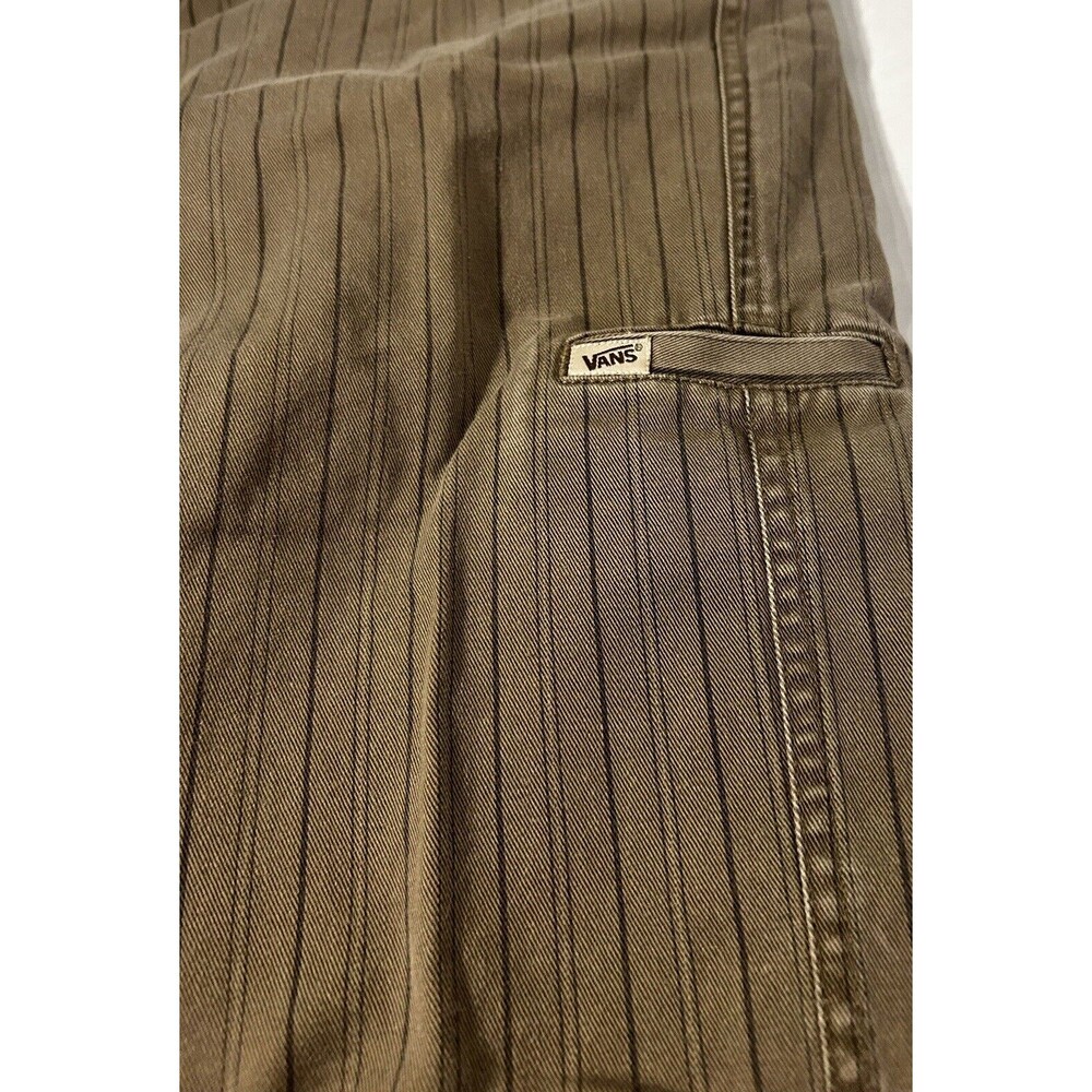 Vans Off The Wall Vintage Shorts Skull Buttons Mens 28 Brown Vertical Stripes - Picture 6 of 12